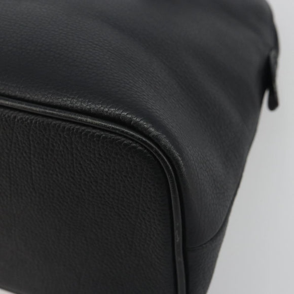 BURBERRY Hand Bag Leather Black Gold Auth bs36597