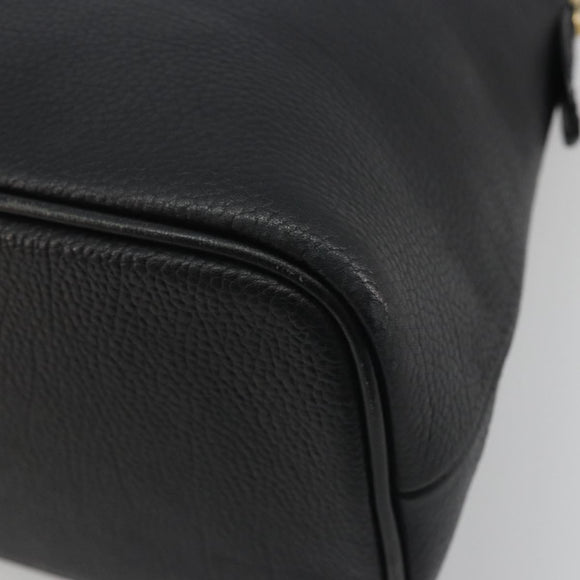 BURBERRY Hand Bag Leather Black Gold Auth bs36597