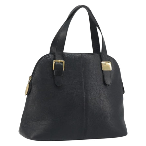 BURBERRY Hand Bag Leather Black Gold Auth bs36597