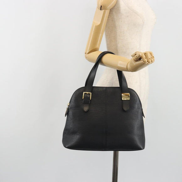 BURBERRY Hand Bag Leather Black Gold Auth bs36597