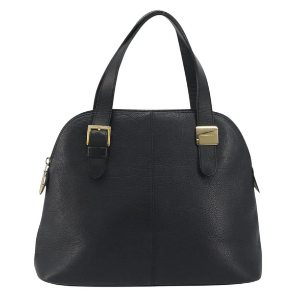 BURBERRY Hand Bag Leather Black Gold Auth bs36597
