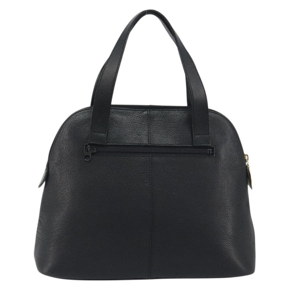 BURBERRY Hand Bag Leather Black Gold Auth bs36597