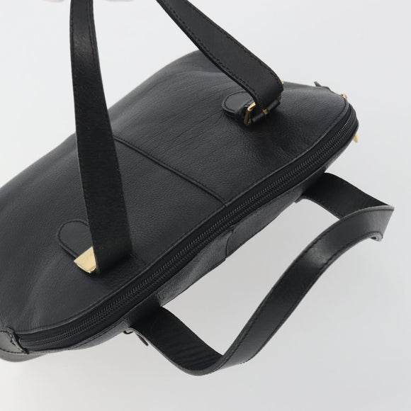 BURBERRY Hand Bag Leather Black Gold Auth bs36597