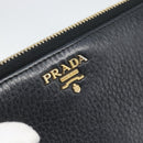 PRADA Long Wallet Leather Black Gold Auth bs36598-17