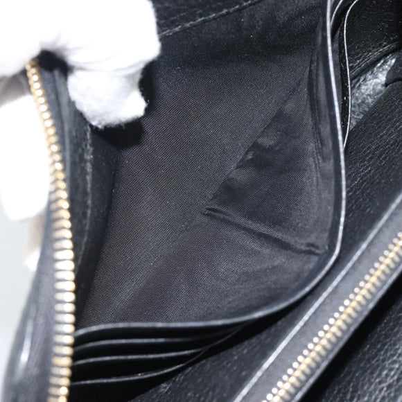 PRADA Long Wallet Leather Black Gold Auth bs36598
