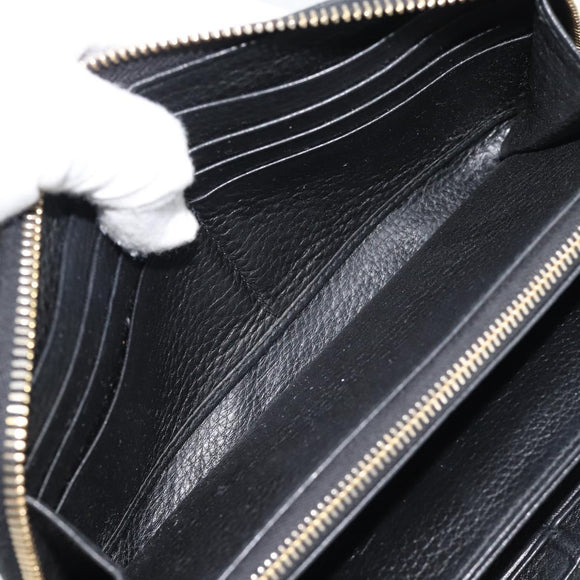 PRADA Long Wallet Leather Black Gold Auth bs36598