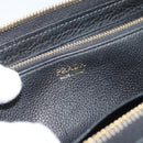 PRADA Long Wallet Leather Black Gold Auth bs36598-21
