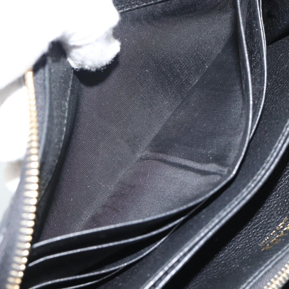 PRADA Long Wallet Leather Black Gold Auth bs36598