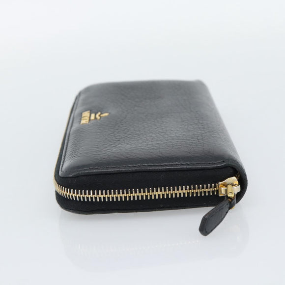 PRADA Long Wallet Leather Black Gold Auth bs36598