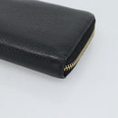 PRADA Long Wallet Leather Black Gold Auth bs36598-7