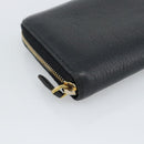PRADA Long Wallet Leather Black Gold Auth bs36598-14