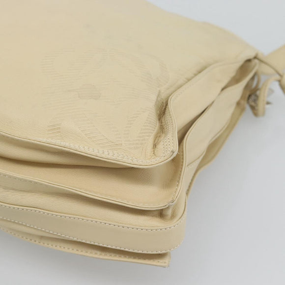 LOEWE Anagram Shoulder Bag Leather Ivory Gold Auth bs36600