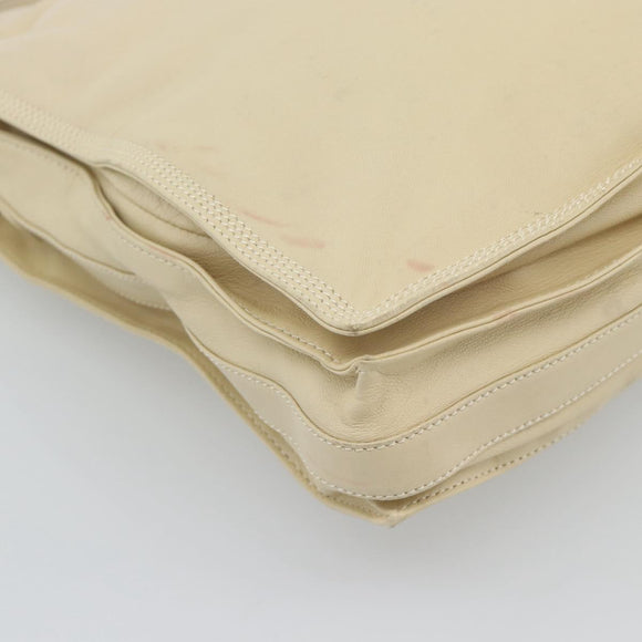 LOEWE Anagram Shoulder Bag Leather Ivory Gold Auth bs36600