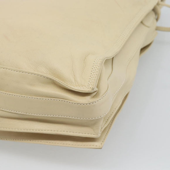 LOEWE Anagram Shoulder Bag Leather Ivory Gold Auth bs36600