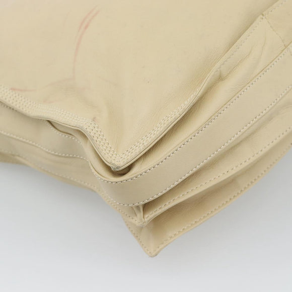 LOEWE Anagram Shoulder Bag Leather Ivory Gold Auth bs36600