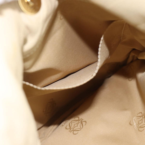 LOEWE Anagram Shoulder Bag Leather Ivory Gold Auth bs36600