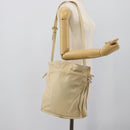 LOEWE Anagram Shoulder Bag Leather Ivory Gold Auth bs36600-24