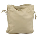 LOEWE Anagram Shoulder Bag Leather Ivory Gold Auth bs36600-2