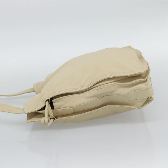 LOEWE Anagram Shoulder Bag Leather Ivory Gold Auth bs36600