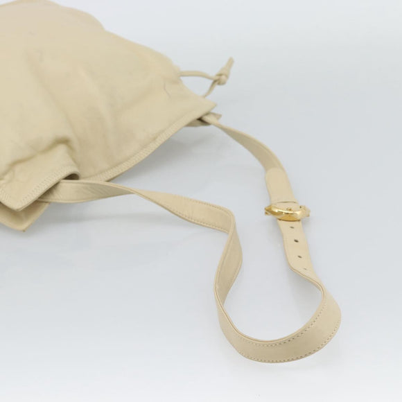 LOEWE Anagram Shoulder Bag Leather Ivory Gold Auth bs36600