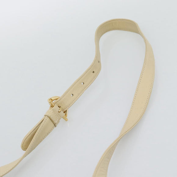 LOEWE Anagram Shoulder Bag Leather Ivory Gold Auth bs36600