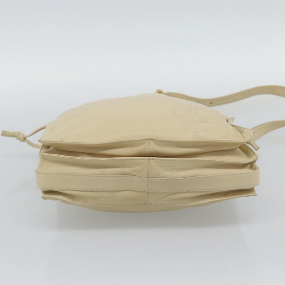 LOEWE Anagram Shoulder Bag Leather Ivory Gold Auth bs36600