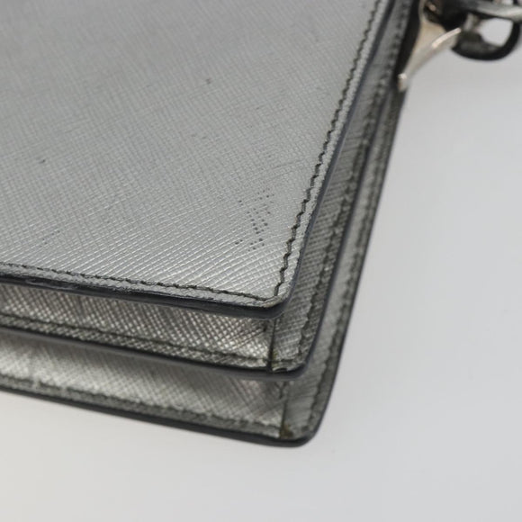 PRADA Shoulder Bag Saffiano leather Silver Auth bs36601