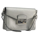 PRADA Shoulder Bag Saffiano leather Silver Auth bs36601-1