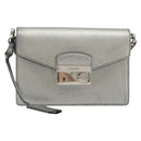 PRADA Shoulder Bag Saffiano leather Silver Auth bs36601-13
