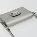 PRADA Shoulder Bag Saffiano leather Silver Auth bs36601-6