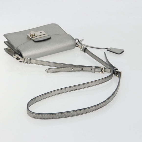 PRADA Shoulder Bag Saffiano leather Silver Auth bs36601