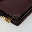 CELINE Shoulder Bag Leather Bordeaux Gold Auth bs36605-14