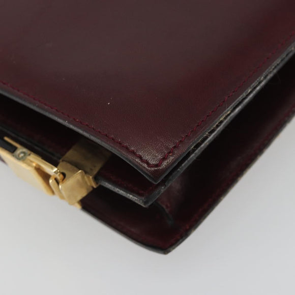 CELINE Shoulder Bag Leather Bordeaux Gold Auth bs36605