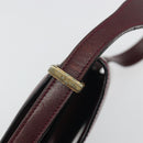 CELINE Shoulder Bag Leather Bordeaux Gold Auth bs36605-10