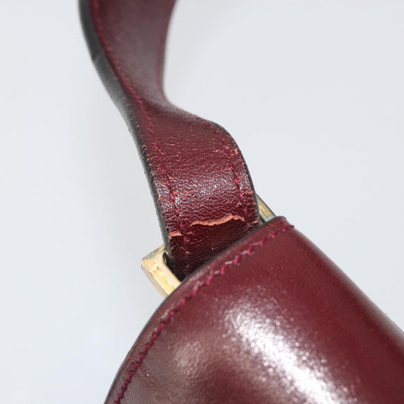 CELINE Shoulder Bag Leather Bordeaux Gold Auth bs36605