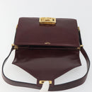 CELINE Shoulder Bag Leather Bordeaux Gold Auth bs36605-18