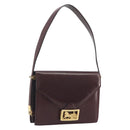 CELINE Shoulder Bag Leather Bordeaux Gold Auth bs36605-1