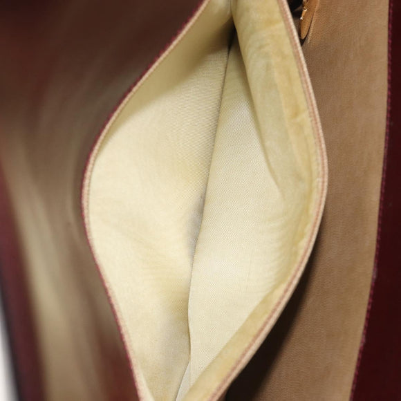 CELINE Shoulder Bag Leather Bordeaux Gold Auth bs36605