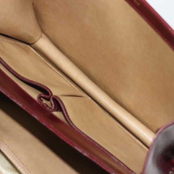 CELINE Shoulder Bag Leather Bordeaux Gold Auth bs36605