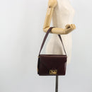 CELINE Shoulder Bag Leather Bordeaux Gold Auth bs36605-25