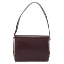 CELINE Shoulder Bag Leather Bordeaux Gold Auth bs36605-2