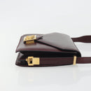 CELINE Shoulder Bag Leather Bordeaux Gold Auth bs36605-3