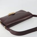 CELINE Shoulder Bag Leather Bordeaux Gold Auth bs36605-6