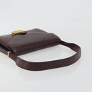 CELINE Shoulder Bag Leather Bordeaux Gold Auth bs36605-7