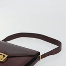 CELINE Shoulder Bag Leather Bordeaux Gold Auth bs36605-8