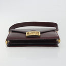 CELINE Shoulder Bag Leather Bordeaux Gold Auth bs36605-5