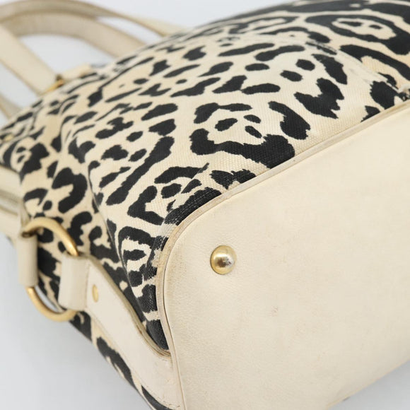 SAINT LAURENT Muse Tote Bag Canvas Beige Gold Auth bs36606