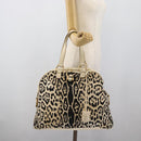 SAINT LAURENT Muse Tote Bag Canvas Beige Gold Auth bs36606-25
