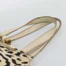 SAINT LAURENT Muse Tote Bag Canvas Beige Gold Auth bs36606-8
