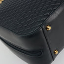 BALLY Hand Bag Leather Navy Gold Auth bs36607-14
